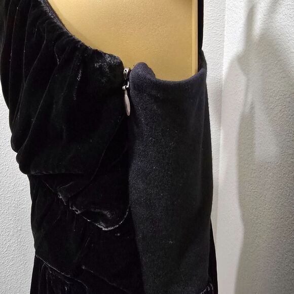 Express Black Y2K Velvet Silk Blend Cocktail Party Dress 6 Whimsigoth Drape Wrap - Picture 4 of 11